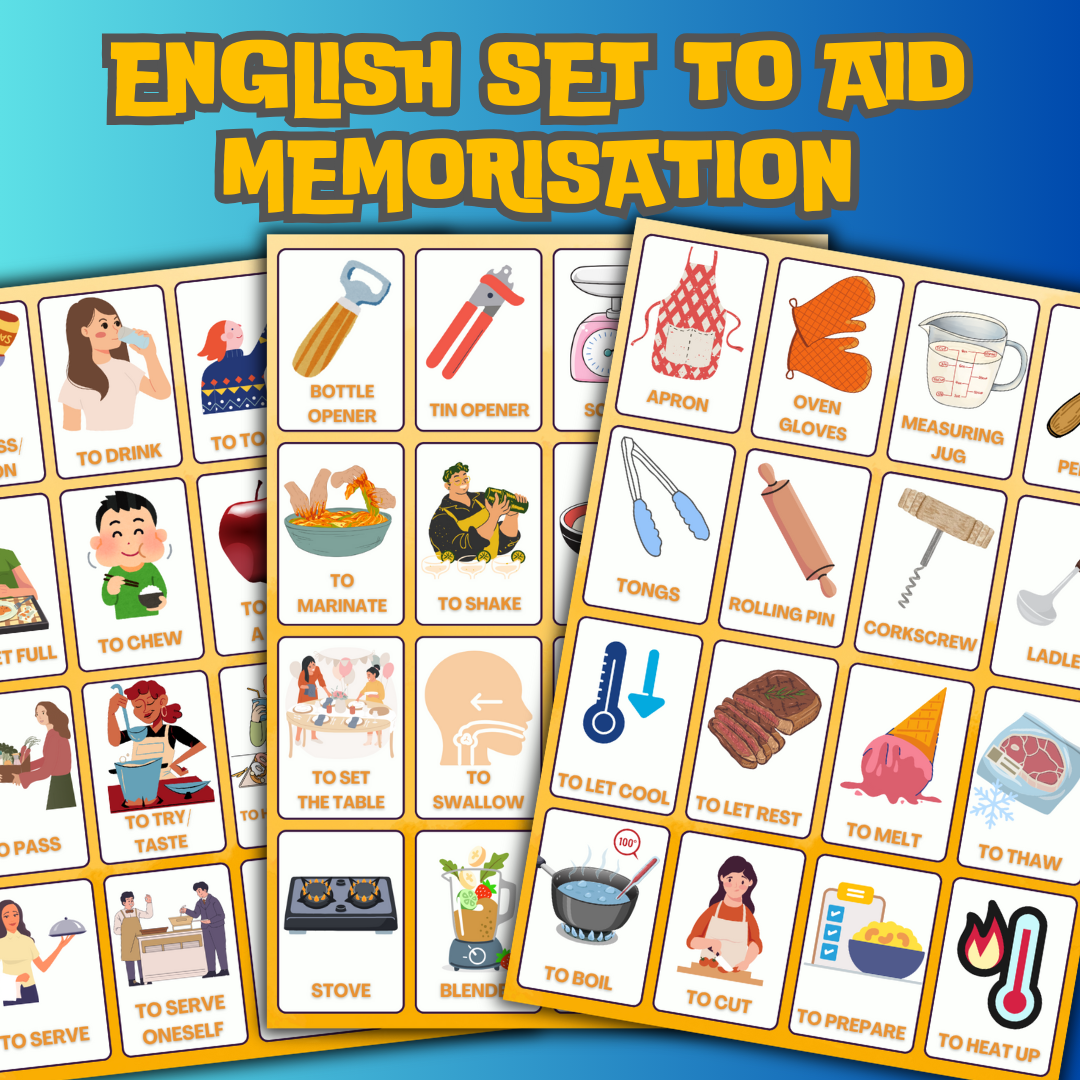 (Digital Download) Kitchen & Dining Catalan-English Flashcards Pack - 48 Printer Ready & Viewable On Device Vocabulary Bundle