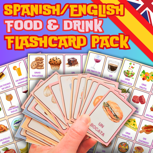 Food & Drink Spanish Flashcards Pack: Laminated Master Culinary Vocabulary Bundle ¡Buen Provecho!