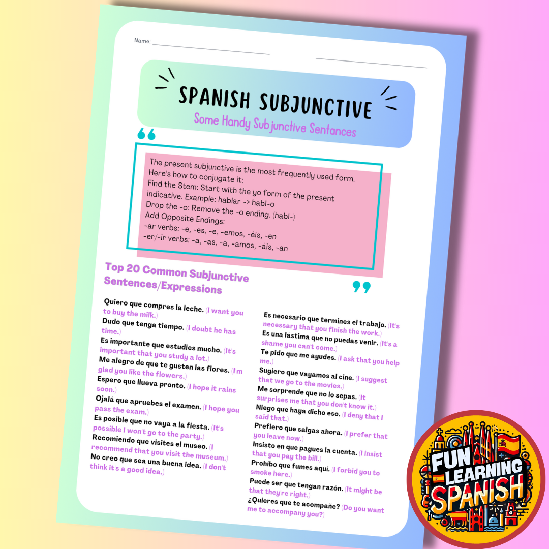 The Ultimate Spanish Subjunctive Mastery Bundle: Laminated Flashcards, Explanations, Practice Exercises and Revision for All Levels