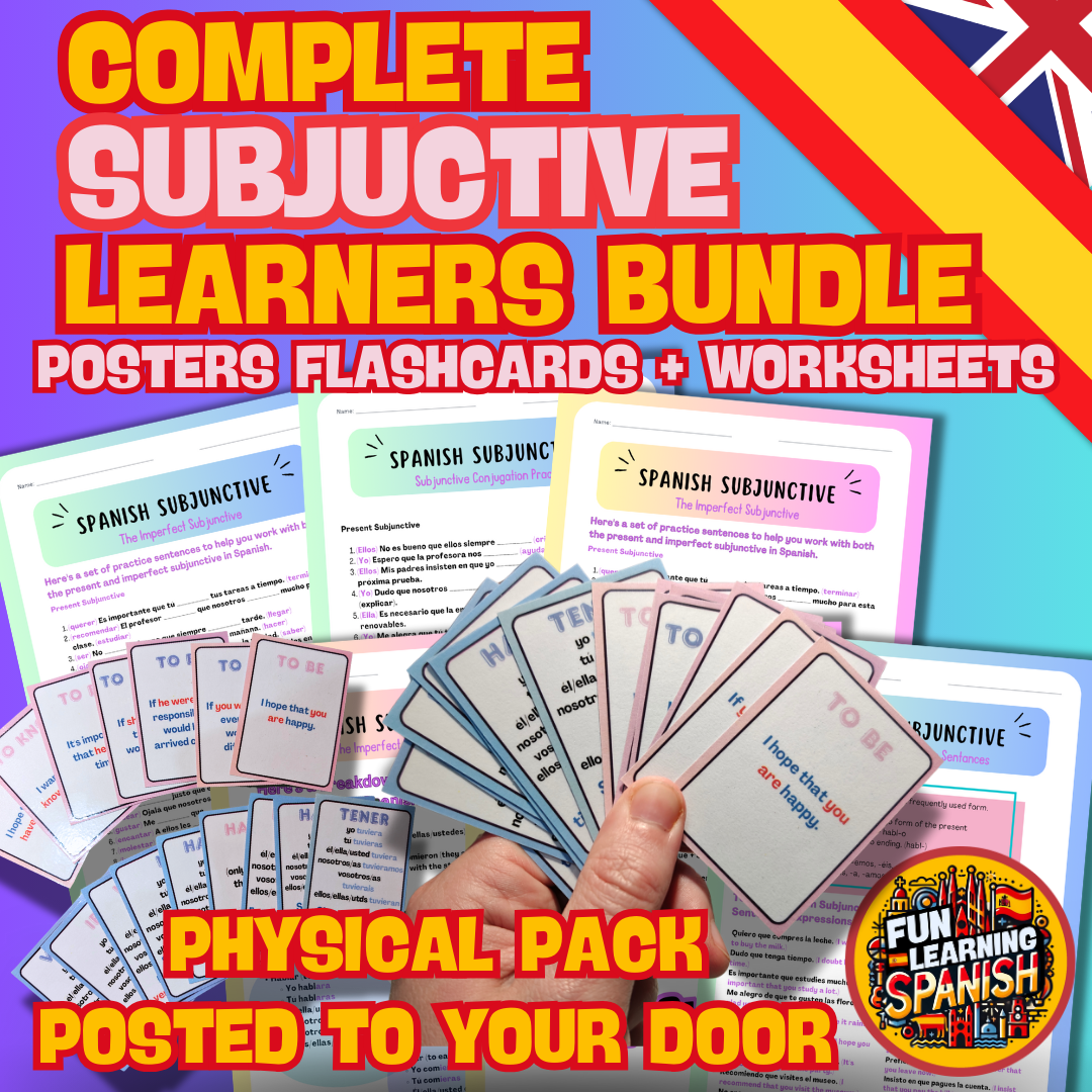 The Ultimate Spanish Subjunctive Mastery Bundle: Laminated Flashcards, Explanations, Practice Exercises and Revision for All Levels