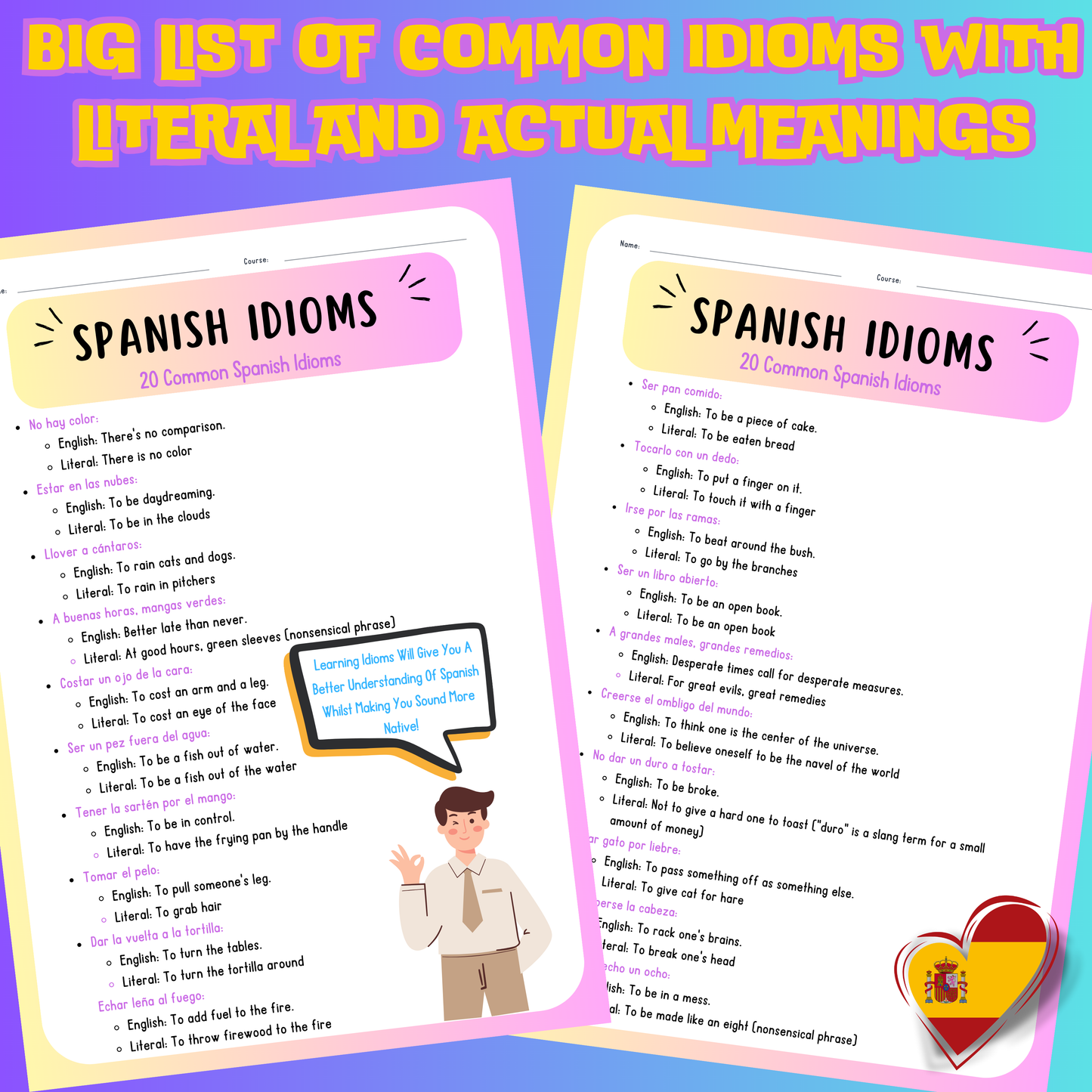 (Digital Download) Learn Spanish Idioms: Sound Like a Native Speaker: with Flashcards, Explanations, Expressions Stories, & Practice for Fluent Conversation