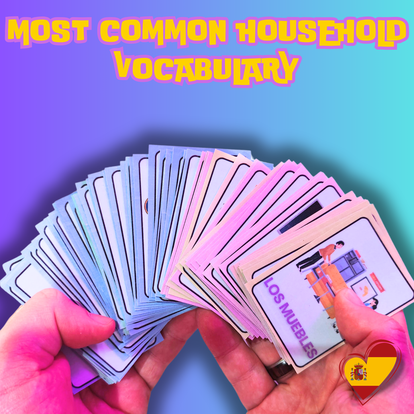 House & Home Spanish-English Flashcards Pack - 72 Laminated & Double sided Flashcard Learning Set