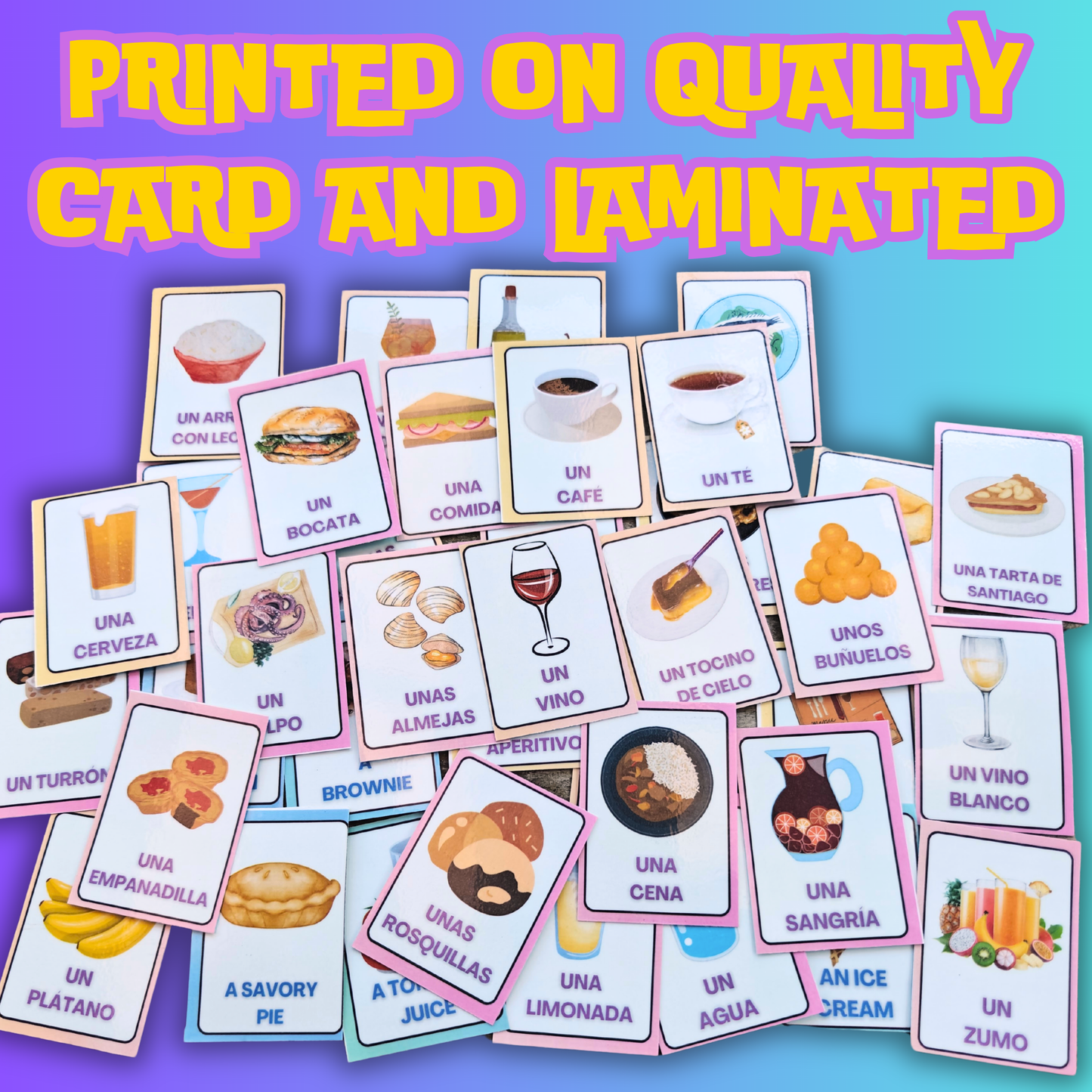 Food & Drink Spanish Flashcards Pack: Laminated Master Culinary Vocabulary Bundle ¡Buen Provecho!