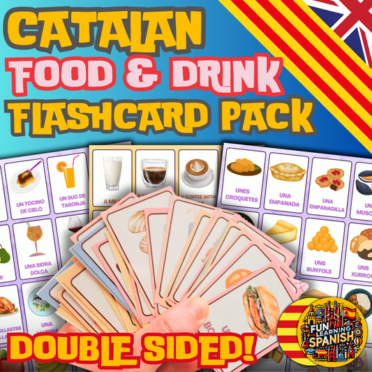 Food & Drink Catalan Flashcards Pack: 80 Double Sided Laminated Master Culinary Vocabulary Bundle