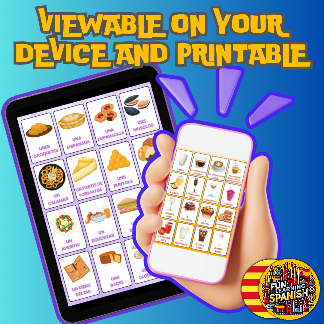 (Digital Download) Food & Drink Catalan Flashcards 80 Pack: Printer Ready Master Culinary Vocabulary Bundle!