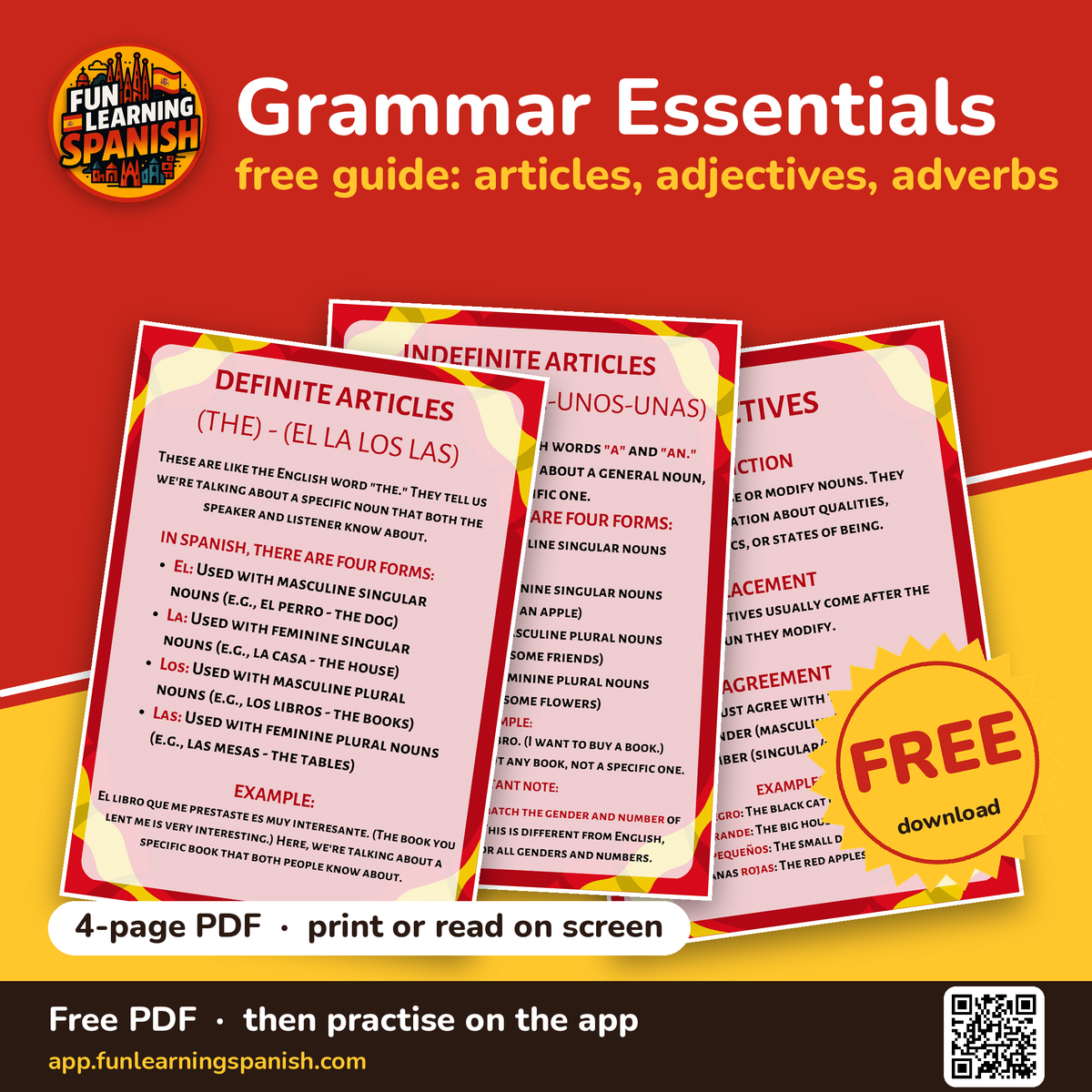 Grammar Essentials: free Spanish PDF download – cover