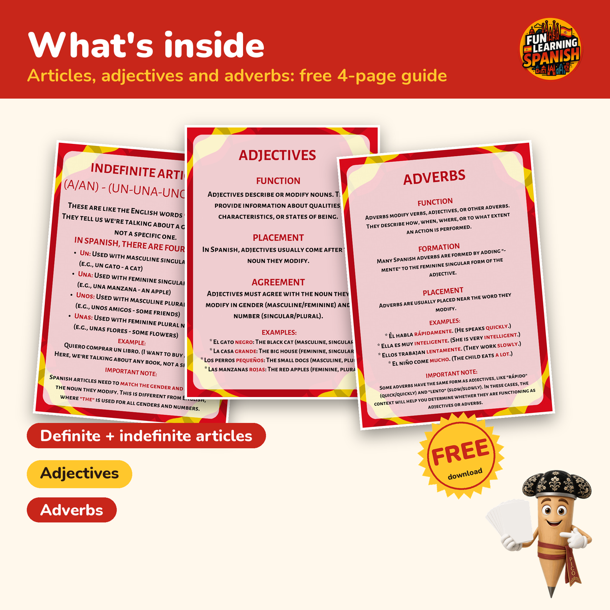 Grammar Essentials: free Spanish PDF download – what's inside