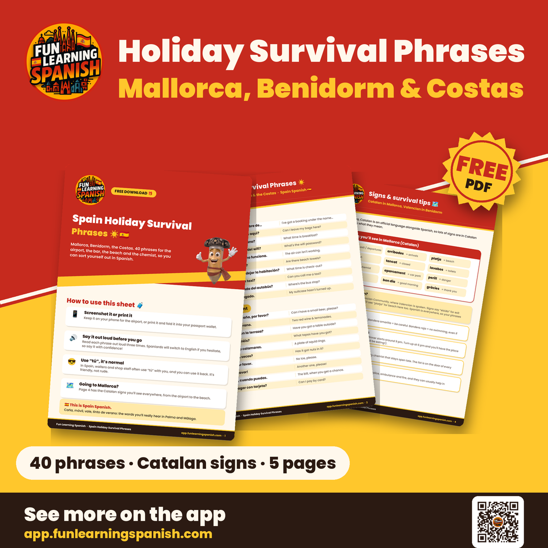 Spain Holiday Survival Phrases: free Spanish PDF download – cover