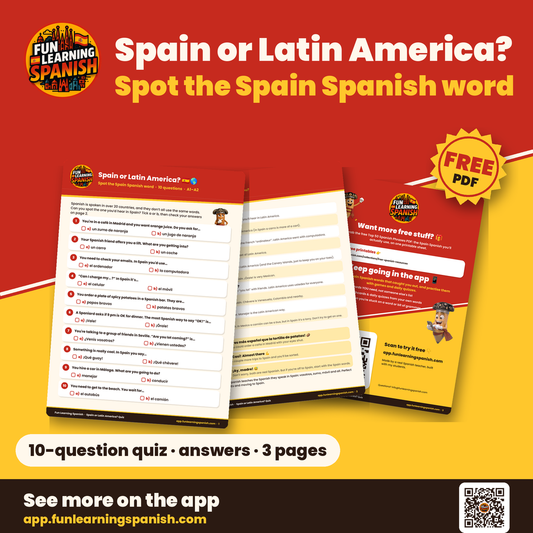 Spain or Latin America? Quiz: free Spanish PDF download – cover