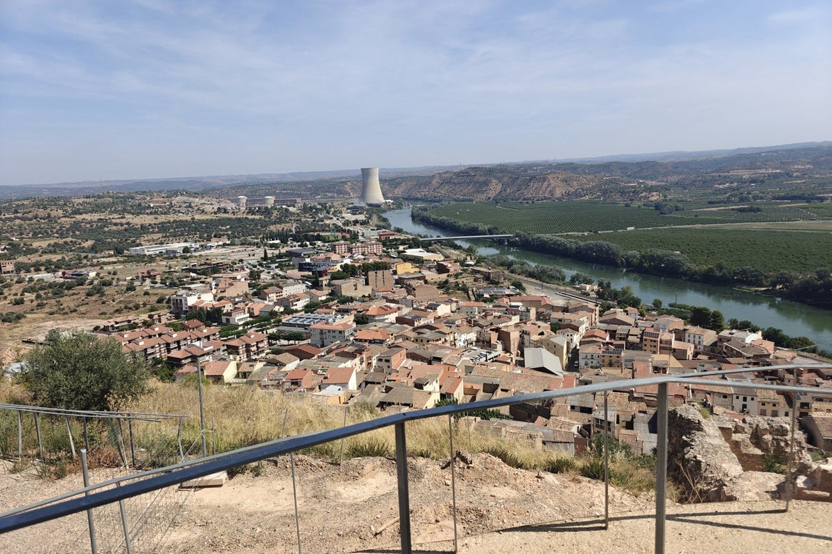 View over a Catalan town and the Ebro river from the castle