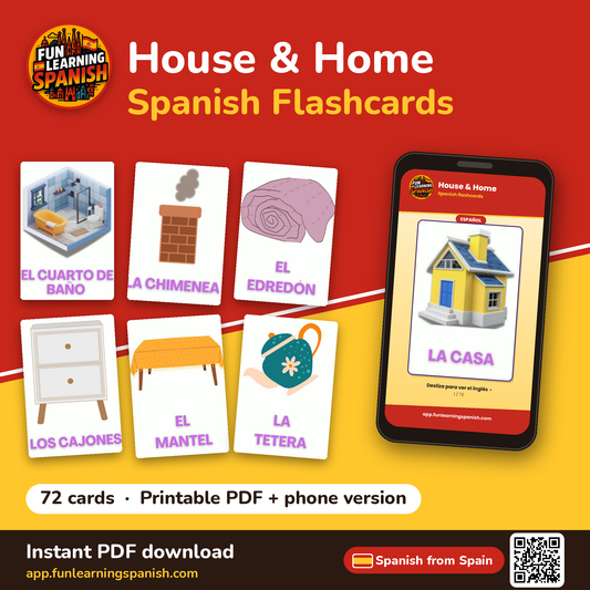 House & Home Spanish flashcards from Spain – printable PDF and phone version