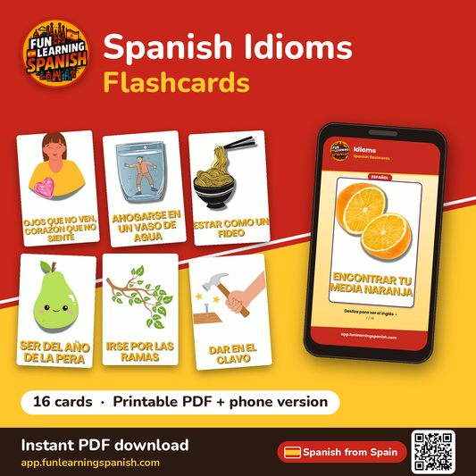 Spanish Idioms flashcards from Spain – printable PDF and phone version
