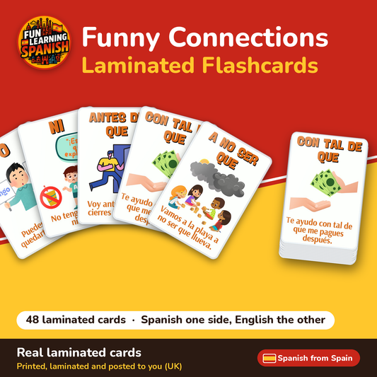 Funny Connections: laminated Spanish flashcards – cover