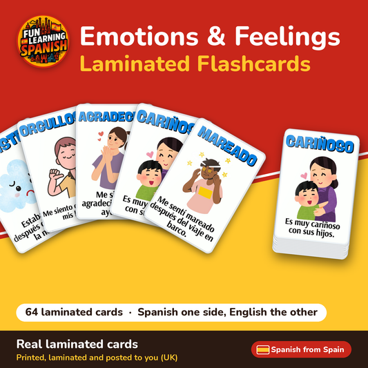Emotions & Feelings: laminated Spanish flashcards – cover