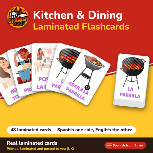 Kitchen & Dining: laminated Spanish flashcards – cover