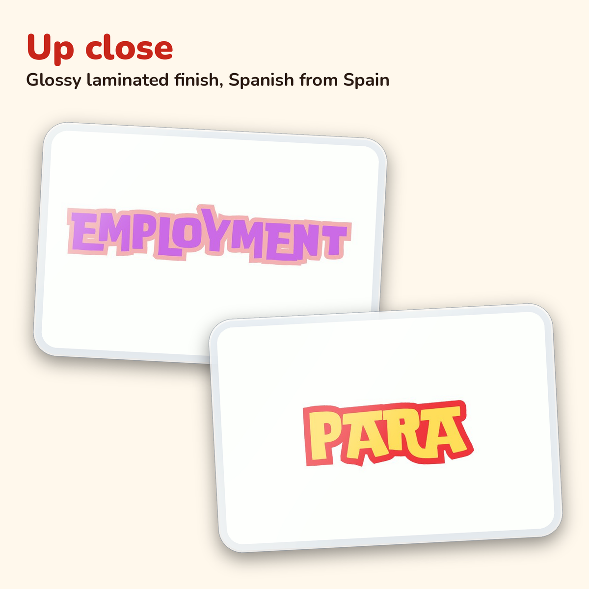 Por vs Para: laminated Spanish flashcards – card close-up
