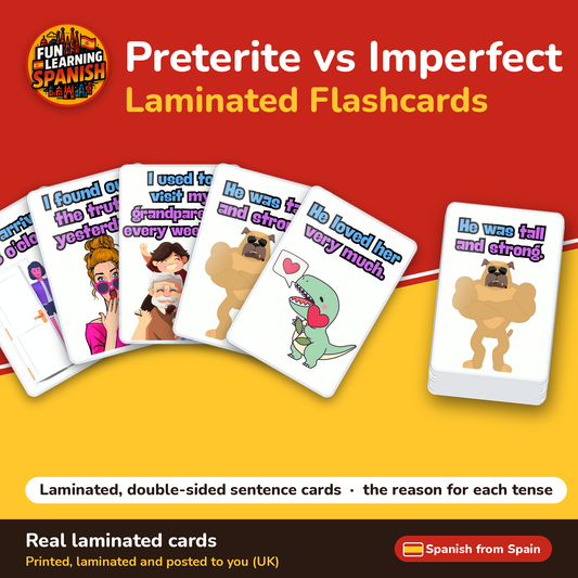 Preterite vs Imperfect: laminated Spanish flashcards – cover