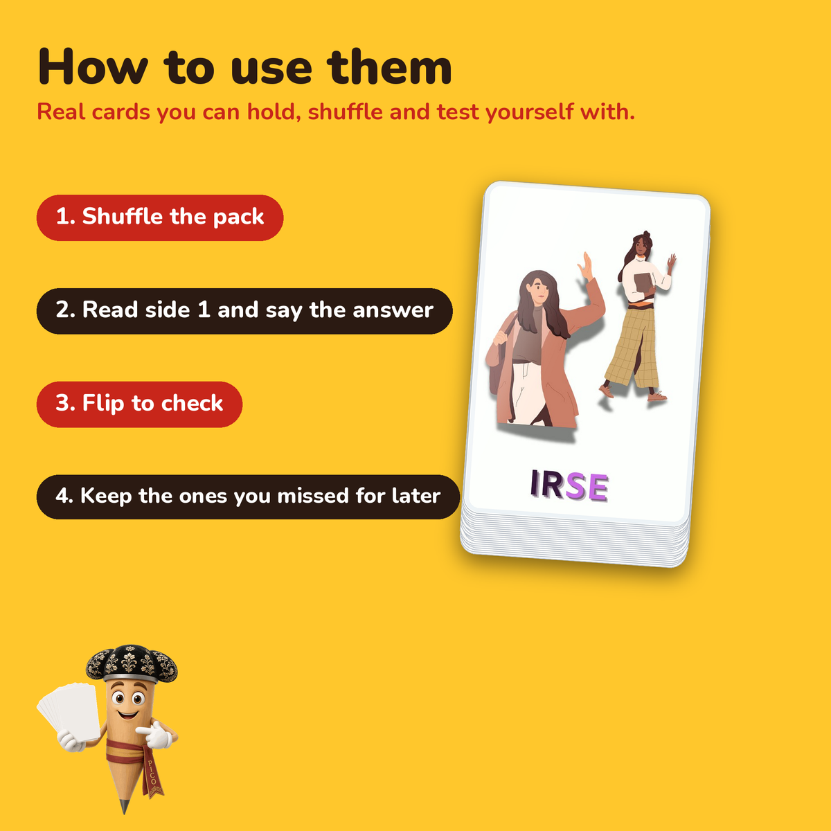 Reflexive Verbs: laminated Spanish flashcards – how to use the cards