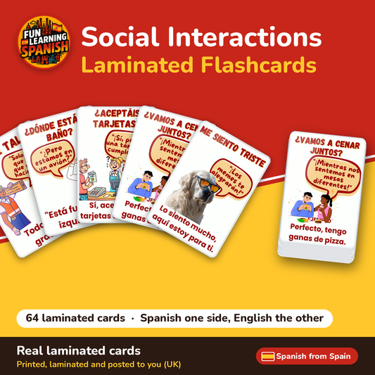 Social Interactions: laminated Spanish flashcards – cover