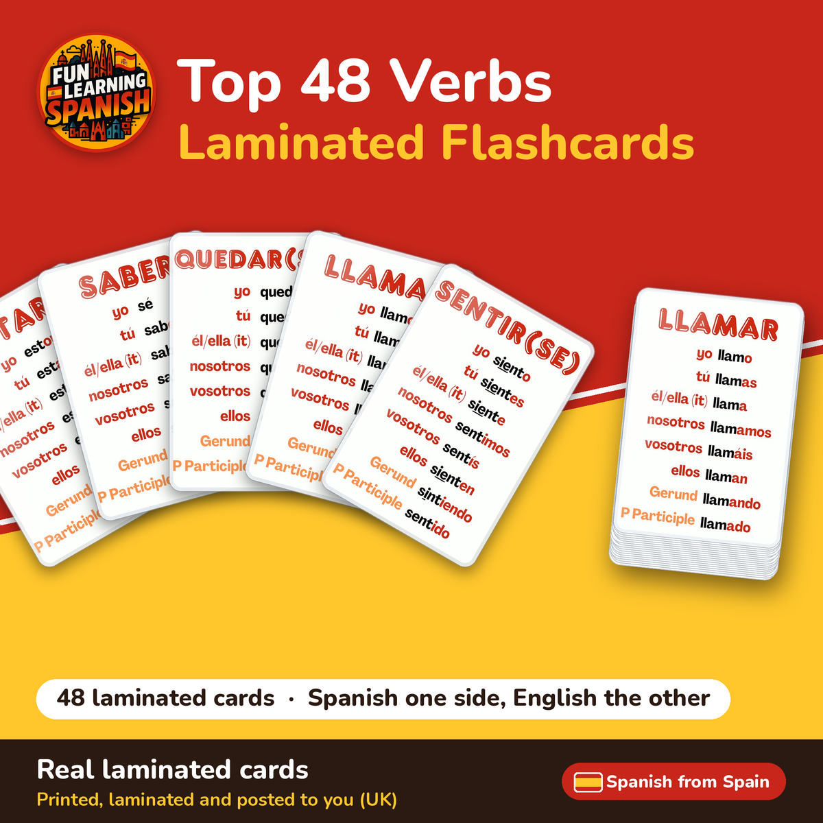 Top 48 Verbs: laminated Spanish flashcards – cover
