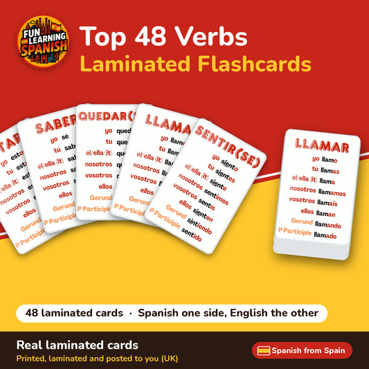 Top 48 Verbs: laminated Spanish flashcards – cover