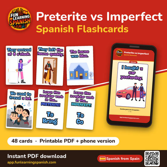 Preterite vs Imperfect Spanish flashcards from Spain – printable PDF and phone version