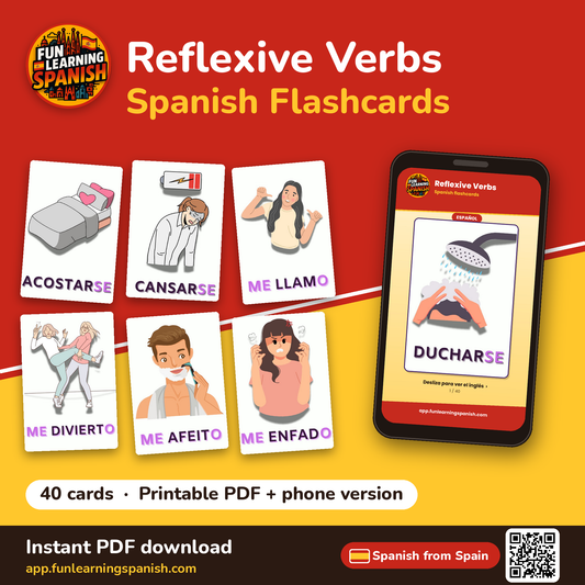 Reflexive Verbs Spanish flashcards from Spain – printable PDF and phone version