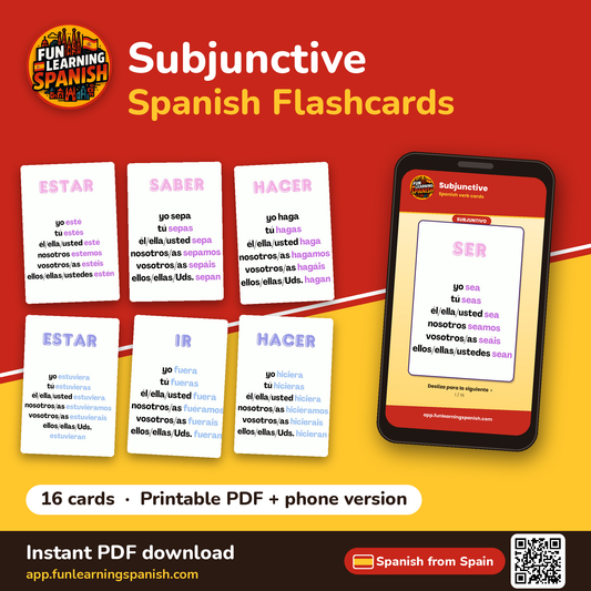 Subjunctive Spanish flashcards from Spain – printable PDF and phone version