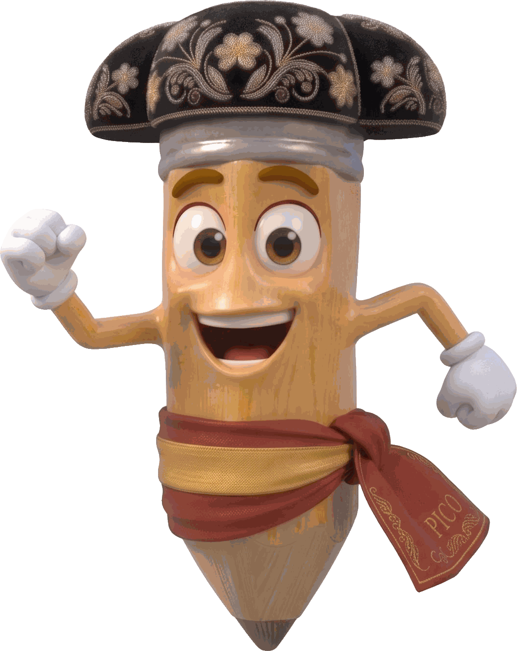Pico the pencil mascot cheering
