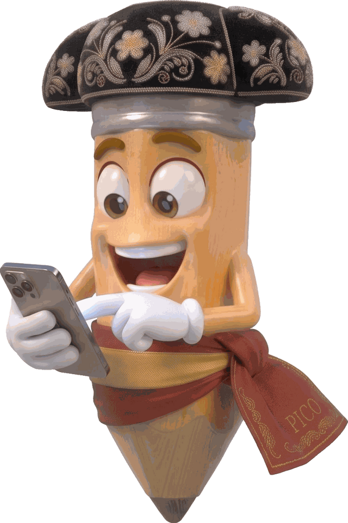 Pico, the Fun Learning Spanish pencil, using the app on a phone