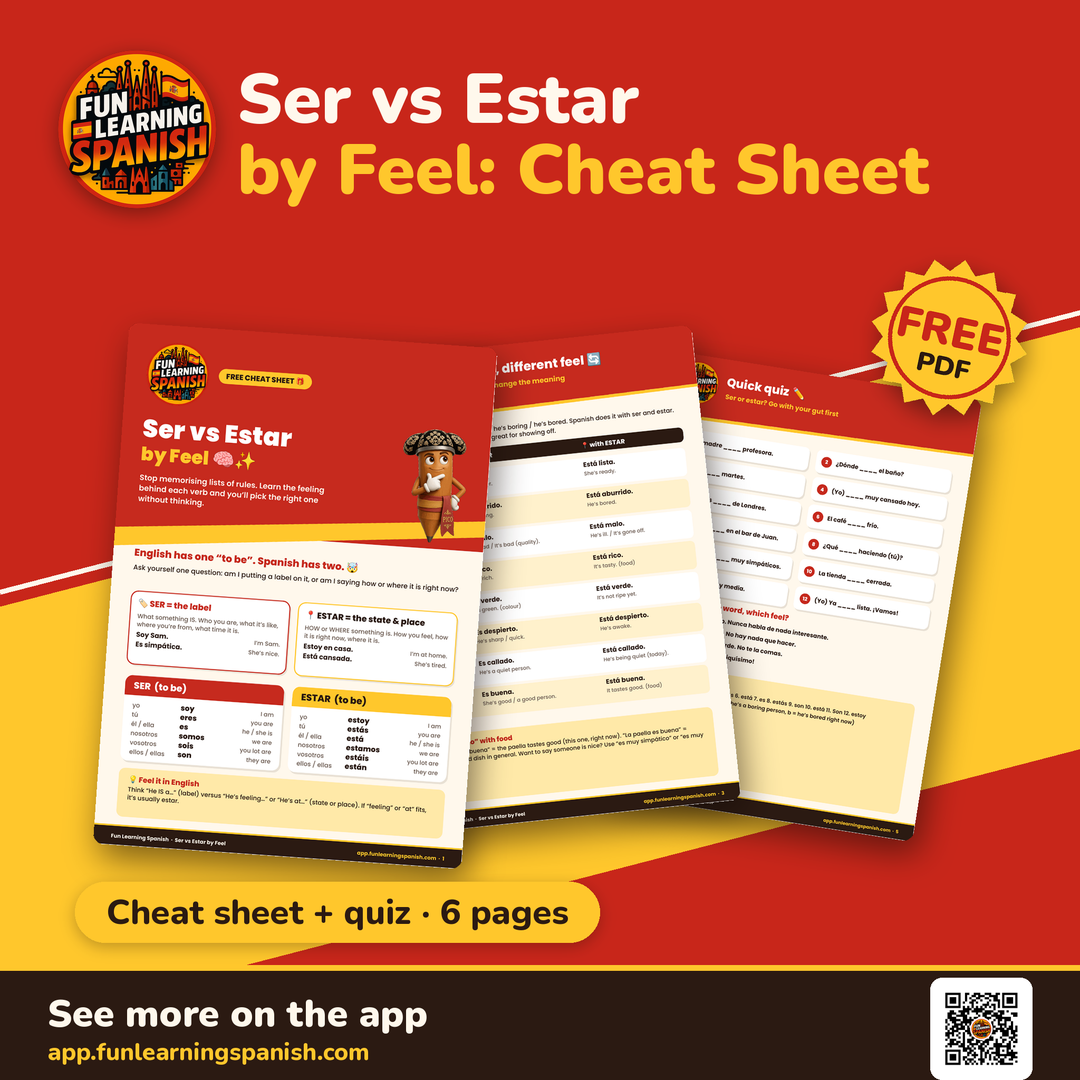 Ser vs Estar by Feel cheat sheet – free PDF