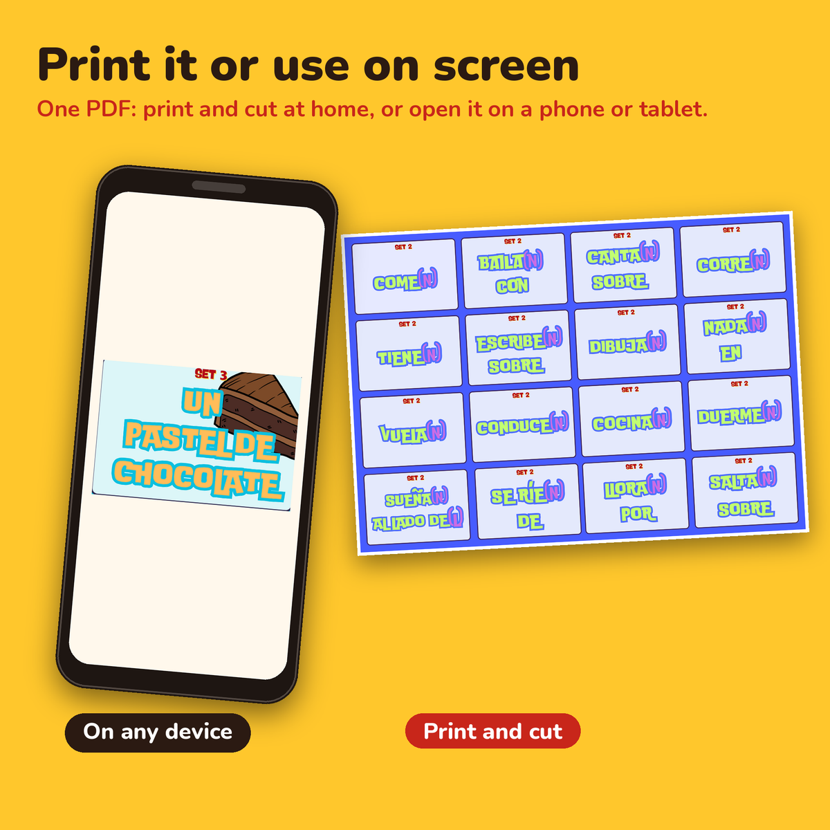 Silly Sentences classroom licence printable Spanish card game