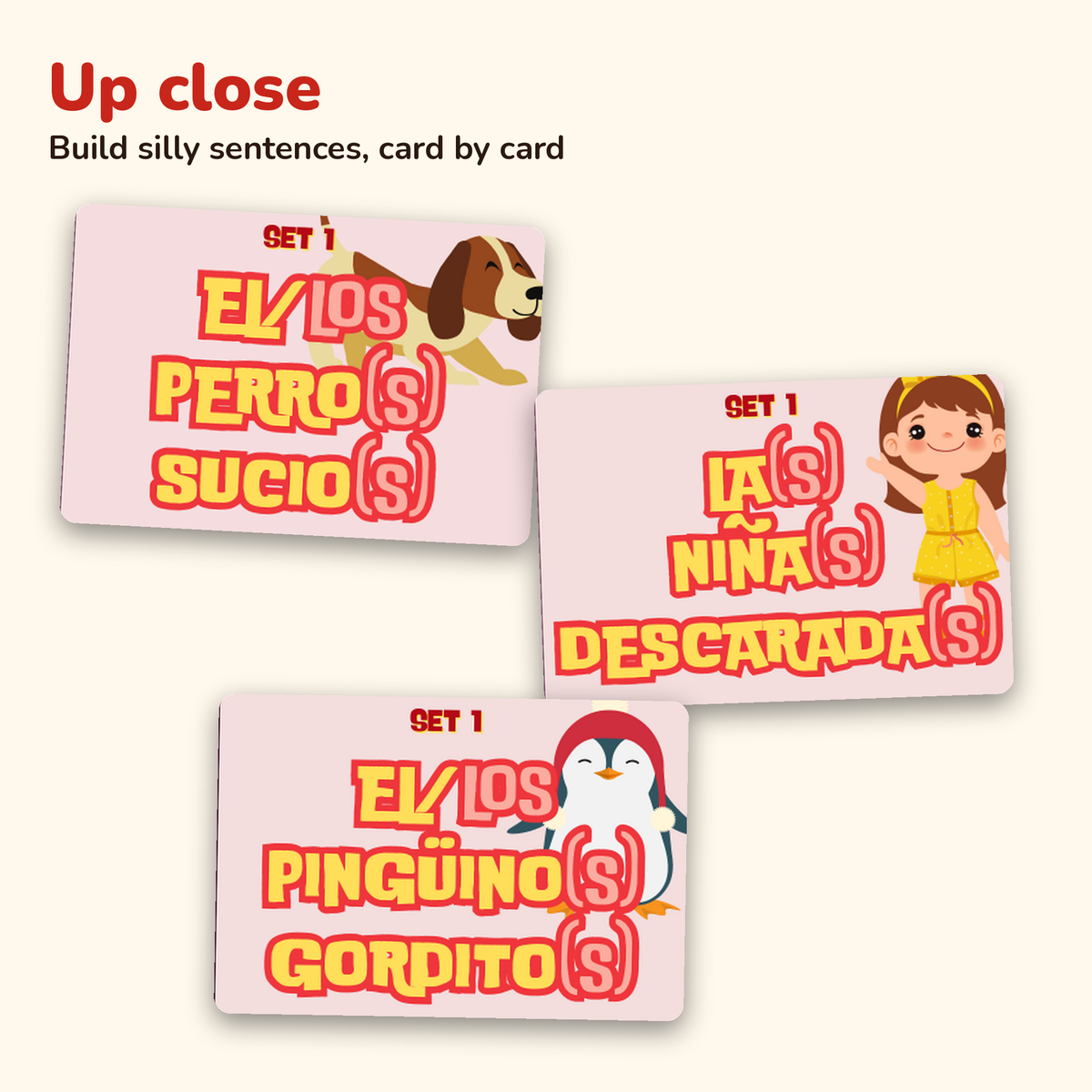 Silly Sentences Pack 1 printable Spanish card game