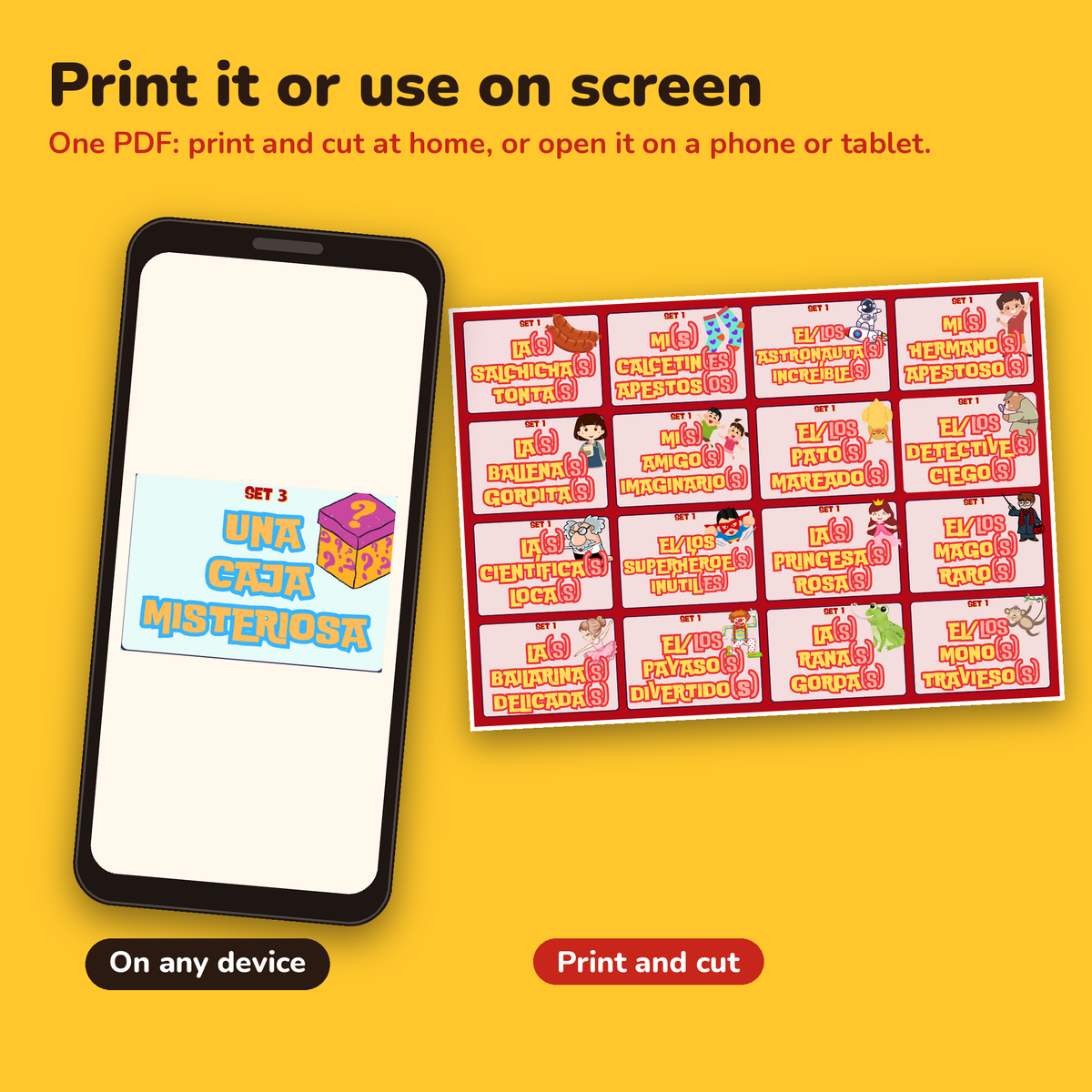 Silly Sentences Pack 2 printable Spanish card game