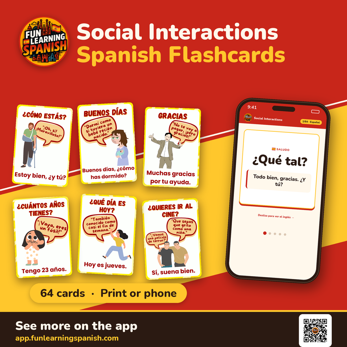 Social Interactions Spanish flashcards – digital download